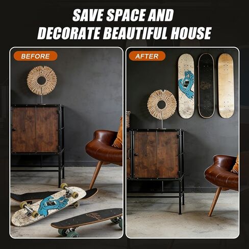 حامل لوح تزلج على الحائط من CARGEN مكون من 6 قطع - رف عرض لوح تزلج من الألومنيوم مع فتحتين لولبية للتعليق الأفقي والرأسي يناسب معظم ألواح التزلج الطويلة والطوابق العليا in Kuwait