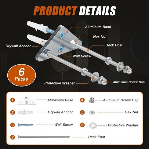 حامل لوح تزلج على الحائط من CARGEN مكون من 6 قطع - رف عرض لوح تزلج من الألومنيوم مع فتحتين لولبية للتعليق الأفقي والرأسي يناسب معظم ألواح التزلج الطويلة والطوابق العليا in Kuwait
