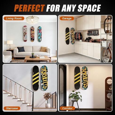 حامل لوح تزلج على الحائط من CARGEN مكون من 6 قطع - رف عرض لوح تزلج من الألومنيوم مع فتحتين لولبية للتعليق الأفقي والرأسي يناسب معظم ألواح التزلج الطويلة والطوابق العليا in Kuwait