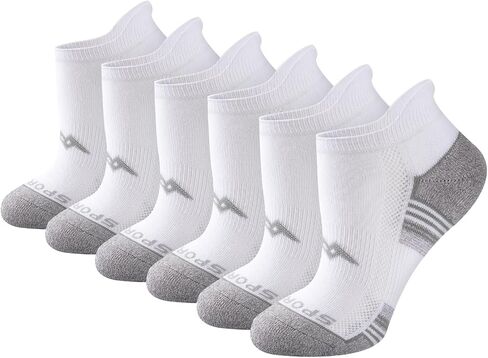 جوارب رياضية عالية الأداء للسيدات 6/12 زوجًا، جوارب قطنية للكاحل مع عروة للكعب ونعل مبطن للجري وصالة الألعاب الرياضية in Kuwait