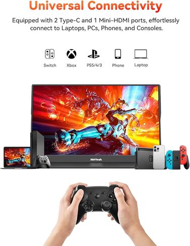 شاشة تعمل باللمس، شاشة لمس محمولة 15.6 بوصة 1080 بيكسل 10 نقاط، شاشة سفر USB-C HDMI HDR IPS مع غطاء ذكي ومكبر صوت، شاشة خارجية ثانية لأجهزة الكمبيوتر المحمول والكمبيوتر المحمول والكمبيوتر اللوحي in Kuwait