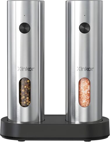 Electric Salt and Pepper Grinder Set with USB-C Charging Base, Stainless Steel Automatic Rechargeable Salt and Pepper Grinder with LED Light & Large Capacity, 6 Adjustable Coarseness Settings in Saudi Arabia