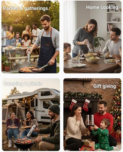 Electric Salt and Pepper Grinder Set with USB-C Charging Base, Stainless Steel Automatic Rechargeable Salt and Pepper Grinder with LED Light & Large Capacity, 6 Adjustable Coarseness Settings in Saudi Arabia
