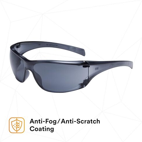 3M Safety Glasses, Virtua AP, 1 Pair, ANSI Z87, Anti-Fog, Anti-Scratch Coating, Gray Lens, Gray Frame, Side Shields, Economical Eye Protection, 99.9% UV Protection, Polycarbonate in Saudi Arabia