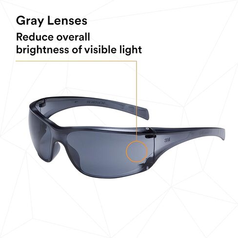 3M Safety Glasses, Virtua AP, 1 Pair, ANSI Z87, Anti-Fog, Anti-Scratch Coating, Gray Lens, Gray Frame, Side Shields, Economical Eye Protection, 99.9% UV Protection, Polycarbonate in Saudi Arabia