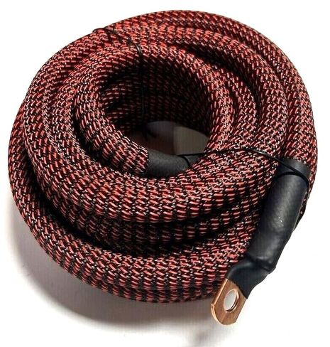 Xscorpion 1/0 AWG Snakeskin Braided Sleeving Power OFC Marine Wire Cable 7 Colors, 6 Different Lengths, Assembled by Hand in US (Black/Red, 17FT) in Saudi Arabia