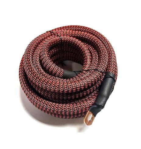 Xscorpion 1/0 AWG Snakeskin Braided Sleeving Power OFC Marine Wire Cable 7 Colors, 6 Different Lengths, Assembled by Hand in US (Black/Red, 17FT) in Saudi Arabia
