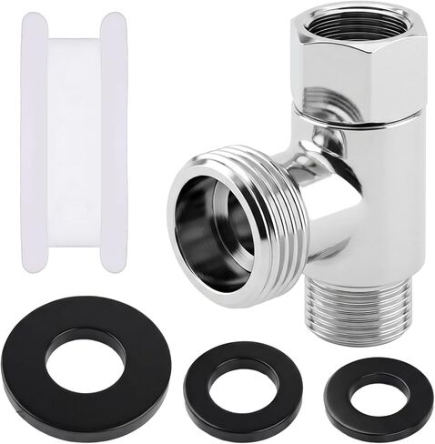 3/8" and 1/2" Adapter T Connector, Brass 3 Way Adapter Tee Connector, Angle Stop Water Line Connector T Pipe Fitting for Bidet Hose Toilet Faucet (Silver) in Saudi Arabia