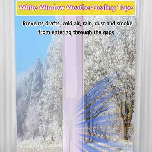 شريط ختم الطقس للنافذة البيضاء من WENSSKKU مقاس 2 بوصة × 65 قدمًا، شريط ختم مكيف الهواء للنافذة، خالي من البقايا لمنع تيارات الهواء البارد والغبار والضباب الدخاني in Kuwait