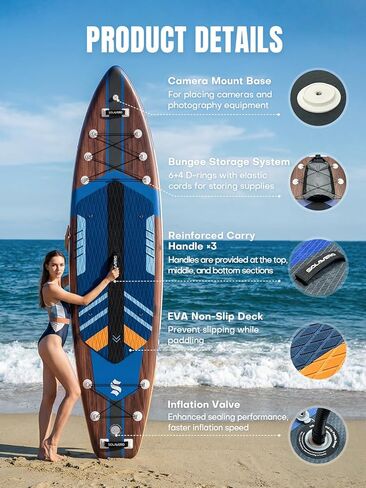 SOLAVERO 11'6"Inflatable Paddle Board with Premium SUP Board Accessories, Paddle Board with Anti-Slip EVA Deck for Youth&Adults of All Skill Levels,SUP Board with Seat for Yoga,Fishing,Surf in Saudi Arabia