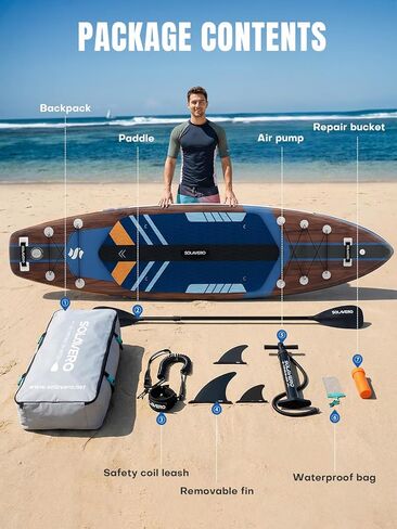 SOLAVERO 11'6"Inflatable Paddle Board with Premium SUP Board Accessories, Paddle Board with Anti-Slip EVA Deck for Youth&Adults of All Skill Levels,SUP Board with Seat for Yoga,Fishing,Surf in Saudi Arabia