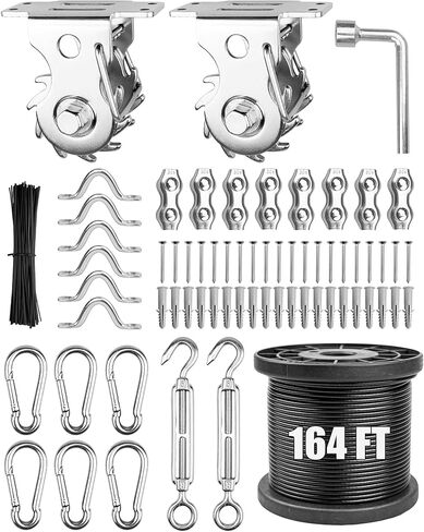سلسلة معلقة ضوء المعلقة في الهواء الطلق 164 قدم كابل مطلي فينيل و Winch Wire Rope Kit 304 أجهزة الفولاذ المقاوم للصدأ من أجل التعليق in Kuwait