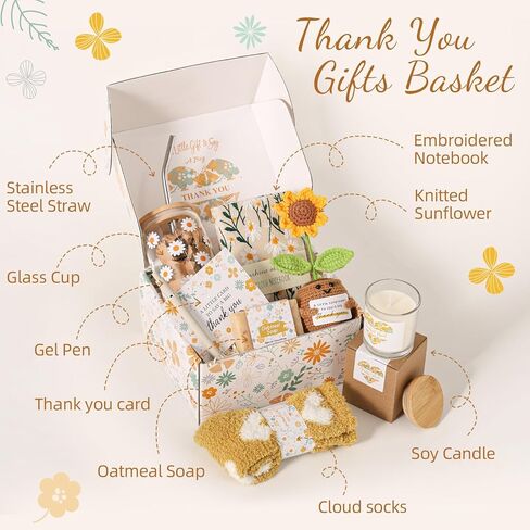 EXTALOW Thank You Gifts for Women,10PCS Teacher Appreciation Gifts,Birthday Gift Basket,Employee Appreciation Gift for Coworkers Women Teachers Friends Mom Her Boss Nurse Secretary with Thanks Cards in Saudi Arabia