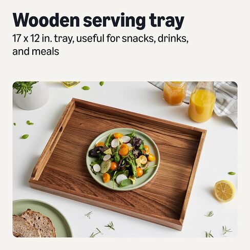 Amazon Basics Wooden Serving Tray, Acacia Wood, 17 x 12 in. in Saudi Arabia