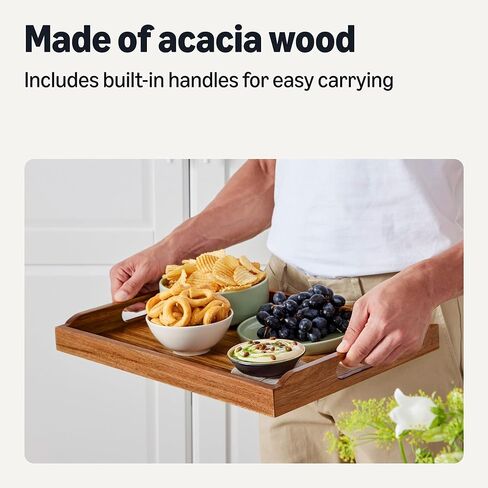 Amazon Basics Wooden Serving Tray, Acacia Wood, 17 x 12 in. in Saudi Arabia