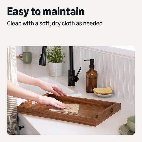 Amazon Basics Wooden Serving Tray, Acacia Wood, 17 x 12 in. in Saudi Arabia