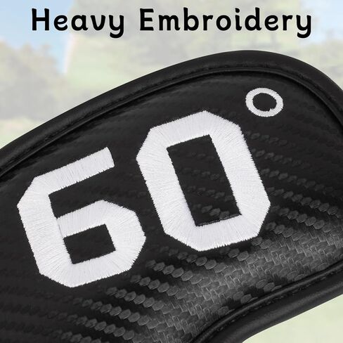 Craftsman Golf 6pcs Golf Club Wedge Covers Protective Headcover 50° 52° 54° 56° 58° 60° on Both Sides Woven Embossed Faux Leather Black fit RH and LH in Saudi Arabia