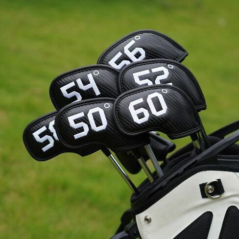 Craftsman Golf 6pcs Golf Club Wedge Covers Protective Headcover 50° 52° 54° 56° 58° 60° on Both Sides Woven Embossed Faux Leather Black fit RH and LH in Saudi Arabia