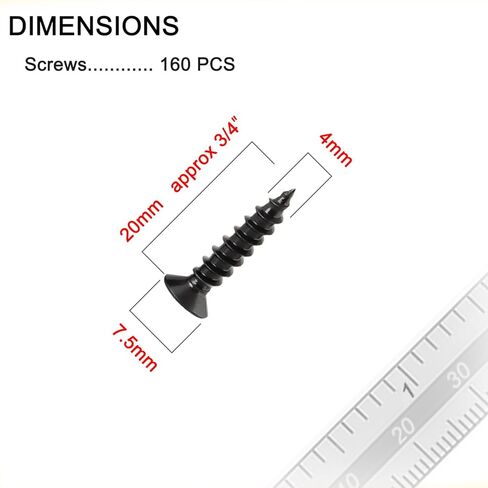 Wood Screws, 160 PCS High Hardness Flat Head Phillips Screws, Drywall Screws, Phosphated Black in Saudi Arabia