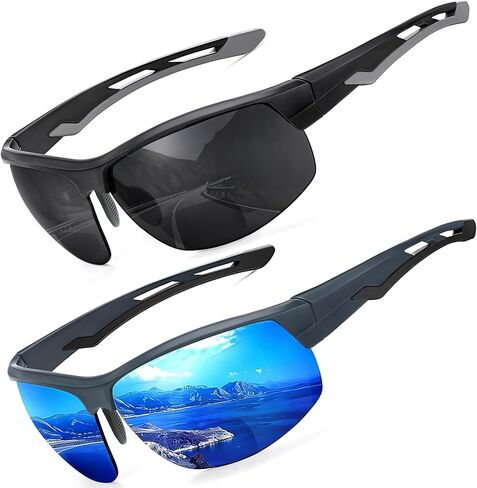 Missfive 2 حزمة من النظارات الشمسية ثنائية البؤرة المفضلة للرجال مع قارئات مدمجة، نظارات قراءة داكنة رياضية شبه بدون إطار حماية من الأشعة فوق البنفسجية 400، وسادة أنف قابلة للتعديل قارئ الشمس للخارج/القيادة +2.5 in Kuwait