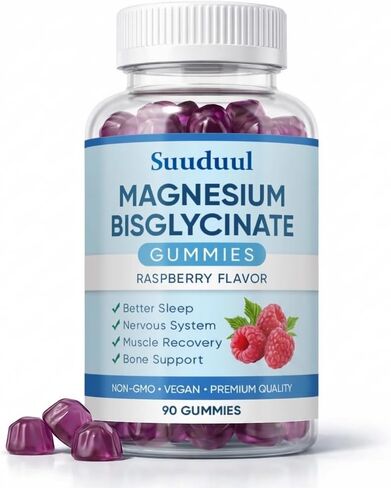 Magnesium Bisglycinate Gummies, 400mg High Absorption Magnesium Supplement, Raspberry Flavor, Supports Muscle & Nerve Function, Relaxation & Daily Wellness, Vegan, 90 Gummies in Saudi Arabia