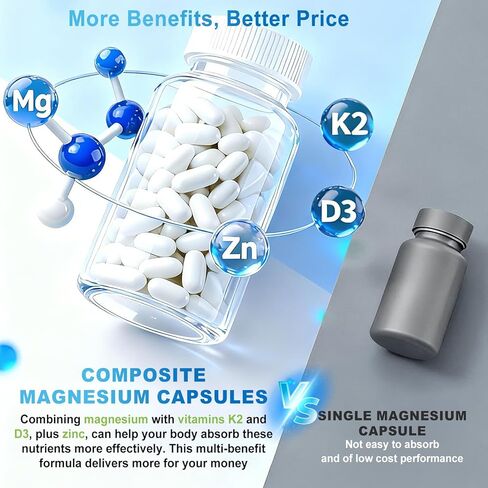 VYXION Magnesium Complex 900mg per Serving – High Absorption Magnesium Glycinate with Vitamin D3 K2 Zinc & B Vitamins – Sleep, Calm, Muscle & Nerve Support – 90 Capsules in Kuwait