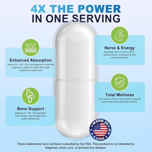 VYXION Magnesium Complex 900mg per Serving – High Absorption Magnesium Glycinate with Vitamin D3 K2 Zinc & B Vitamins – Sleep, Calm, Muscle & Nerve Support – 90 Capsules in Kuwait