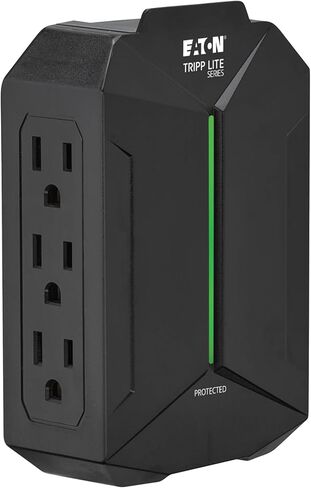 Tripp Lite Surge Protector Power Strip 6-Outlets + 1 USB & 1 USB-C Port, Direct Wall Plug-in, Black, Green LED Light, 490 Joules, EMI/RFI Filtering, 20,000 Insurance (SK62USBC) in Kuwait