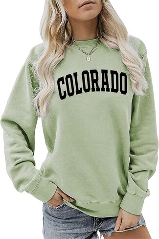 Sweatshirt for Women Colorado Graphic T Shirt Long Sleeve Pullovers Casual Crewneck Tops Lightweight Blouse in Saudi Arabia