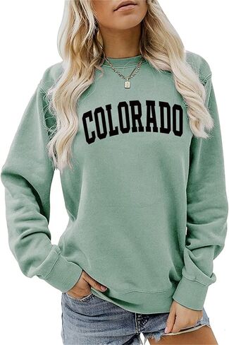 Sweatshirt for Women Colorado Graphic T Shirt Long Sleeve Pullovers Casual Crewneck Tops Lightweight Blouse in Saudi Arabia