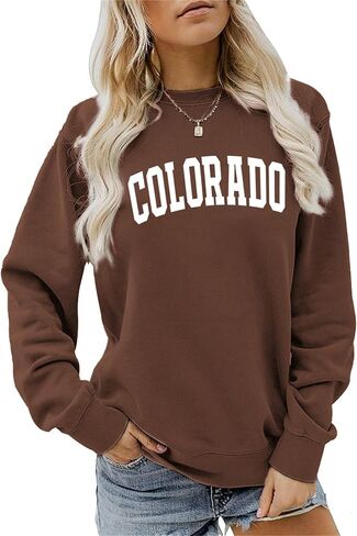 Sweatshirt for Women Colorado Graphic T Shirt Long Sleeve Pullovers Casual Crewneck Tops Lightweight Blouse in Saudi Arabia
