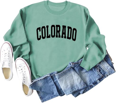 Sweatshirt for Women Colorado Graphic T Shirt Long Sleeve Pullovers Casual Crewneck Tops Lightweight Blouse in Saudi Arabia