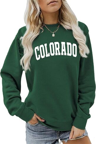 Sweatshirt for Women Colorado Graphic T Shirt Long Sleeve Pullovers Casual Crewneck Tops Lightweight Blouse in Saudi Arabia