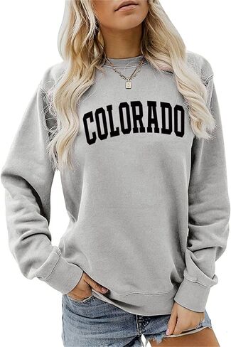 Sweatshirt for Women Colorado Graphic T Shirt Long Sleeve Pullovers Casual Crewneck Tops Lightweight Blouse in Saudi Arabia