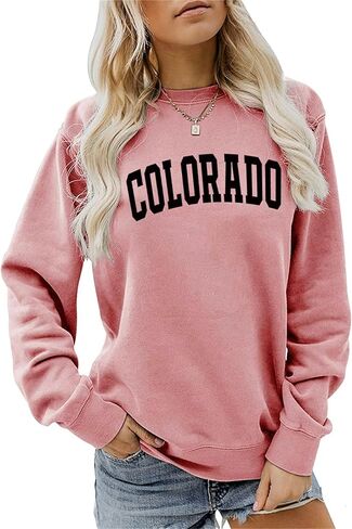Sweatshirt for Women Colorado Graphic T Shirt Long Sleeve Pullovers Casual Crewneck Tops Lightweight Blouse in Saudi Arabia