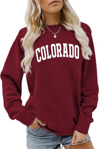 Sweatshirt for Women Colorado Graphic T Shirt Long Sleeve Pullovers Casual Crewneck Tops Lightweight Blouse in Saudi Arabia