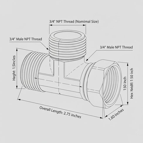 I-MART 3/4" Brass Tee Pipe Fitting, 3/4 NPT Male x Male x Female Swivel 3-Way Adapter for Air Compressor, Pneumatic & Non-Potable Industrial Fluid Line Applications in Saudi Arabia