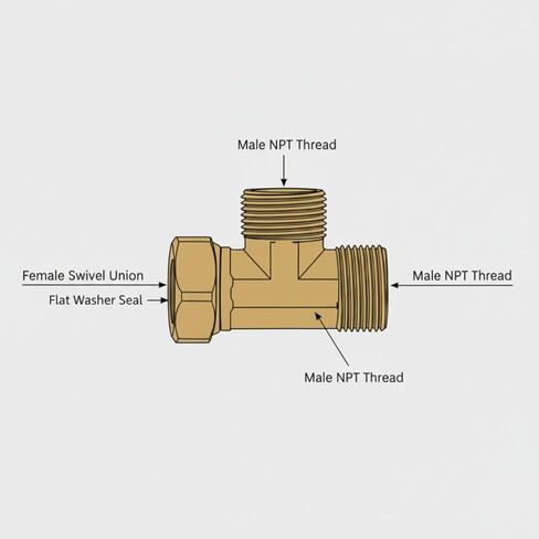 I-MART 3/4" Brass Tee Pipe Fitting, 3/4 NPT Male x Male x Female Swivel 3-Way Adapter for Air Compressor, Pneumatic & Non-Potable Industrial Fluid Line Applications in Saudi Arabia