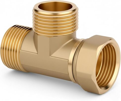 I-MART 3/4" Brass Tee Pipe Fitting, 3/4 NPT Male x Male x Female Swivel 3-Way Adapter for Air Compressor, Pneumatic & Non-Potable Industrial Fluid Line Applications in Saudi Arabia