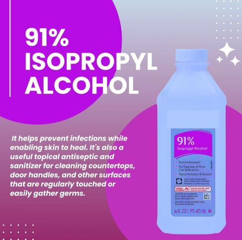 Swan 91% Isopropyl Alcohol (4-Pack) – Rubbing Alcohol 90 Percent Antiseptic for First Aid, Cleaning & Disinfecting – 16 oz Bottles in Saudi Arabia