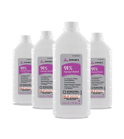 Swan 91% Isopropyl Alcohol (4-Pack) – Rubbing Alcohol 90 Percent Antiseptic for First Aid, Cleaning & Disinfecting – 16 oz Bottles in Saudi Arabia
