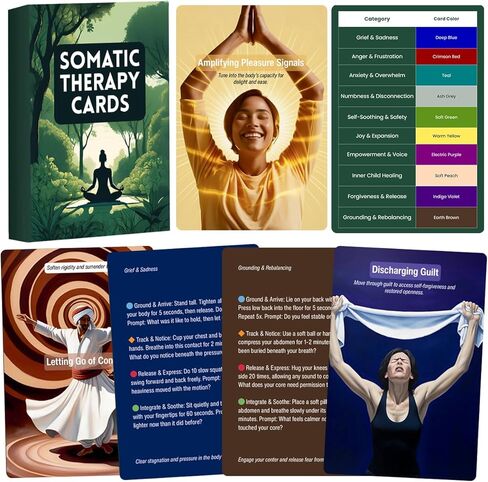 بطاقات العلاج الجسدي مع 60 تمرينًا جسديًا عالي الفعالية للتنظيم اليومي وتخفيف التوتر، أدلة العلاج الجسدي المستنيرة لتهدئة الجهاز العصبي وإعادة الاتصال بجسمك in Kuwait