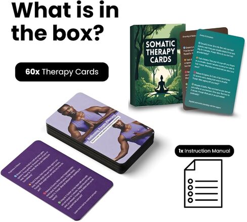 بطاقات العلاج الجسدي مع 60 تمرينًا جسديًا عالي الفعالية للتنظيم اليومي وتخفيف التوتر، أدلة العلاج الجسدي المستنيرة لتهدئة الجهاز العصبي وإعادة الاتصال بجسمك in Kuwait