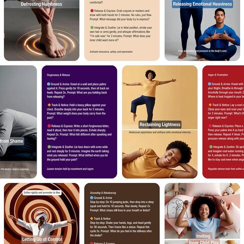 بطاقات العلاج الجسدي مع 60 تمرينًا جسديًا عالي الفعالية للتنظيم اليومي وتخفيف التوتر، أدلة العلاج الجسدي المستنيرة لتهدئة الجهاز العصبي وإعادة الاتصال بجسمك in Kuwait