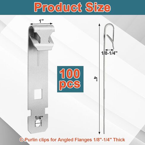 Blulu 100 قطعة C Purlin Clips للحواف العمودية 1/8 "- 1/4" ملزمة مشبك الأجهزة السميكة لتعليق الأسلاك توصيل سلك السقف وسلسلة جاك من روافد البار والمدادات (فضي) in Saudi Arabia