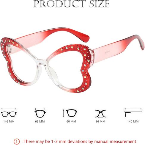 Butterfly Shape Glasses for Women Lightweight Retro Cat Eye Frame Blue Light Blocking Clear Flat Lens in Kuwait