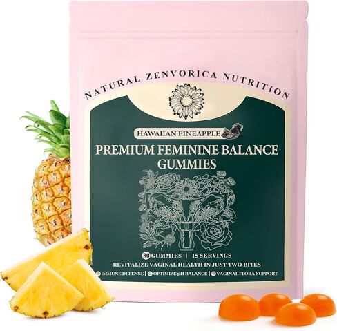 Premium Feminine Balance Gummies for Women - Pineapple Gummies for Women PH Balance Vaginal Probiotics for Women's Health & Wellness, Vegan, Gluten-Free, Immune Support, 30 Counts in Saudi Arabia