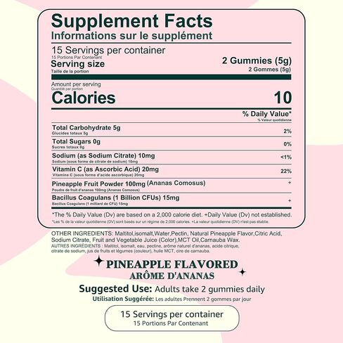 Premium Feminine Balance Gummies for Women - Pineapple Gummies for Women PH Balance Vaginal Probiotics for Women's Health & Wellness, Vegan, Gluten-Free, Immune Support, 30 Counts in Saudi Arabia