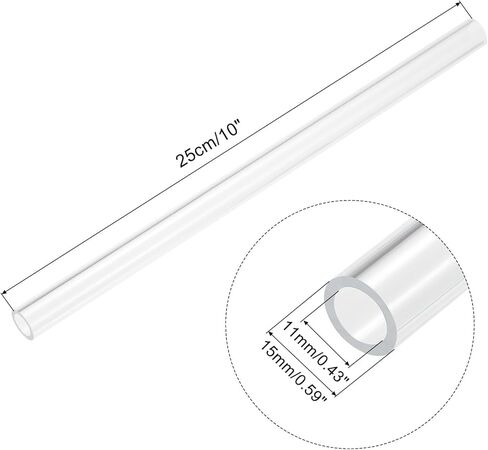 Clear Round Tube 11mm(0.4") ID 15mm(0.6") OD 10" for Lamps and Lanterns, Water Cooling System 4pcs in Saudi Arabia