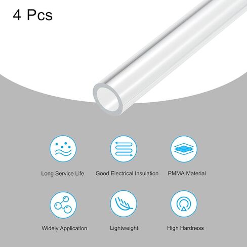 Clear Round Tube 11mm(0.4") ID 15mm(0.6") OD 10" for Lamps and Lanterns, Water Cooling System 4pcs in Saudi Arabia